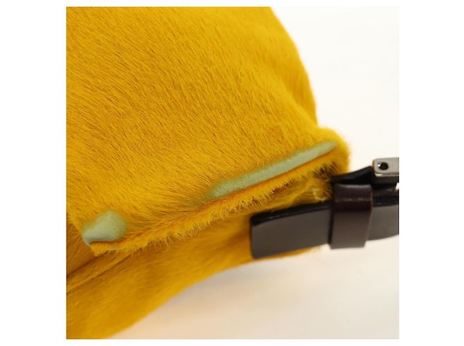 Borsa a tracolla FENDI Mamma Baguette in pelle Harako Giallo Argento Auth 184727SAV - vista 9