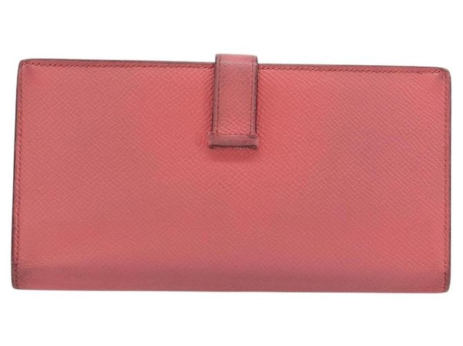 Hermès Portafoglio HERMES Bearn Soufflet in pelle rosa Auth BA13430 - vista 2