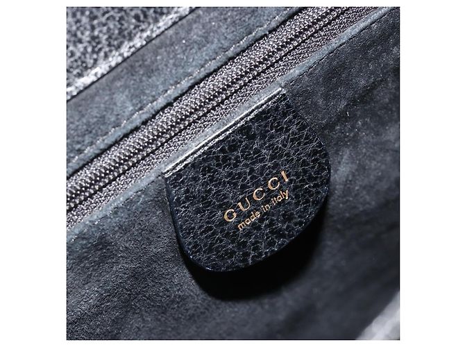 Bolsa de mão GUCCI Bamboo em couro preto e dourado 001 1118 1886 Auth 185153 - vista 19