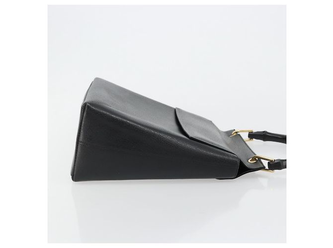Bolsa de mão GUCCI Bamboo em couro preto e dourado 001 1118 1886 Auth 185153 - vista 3