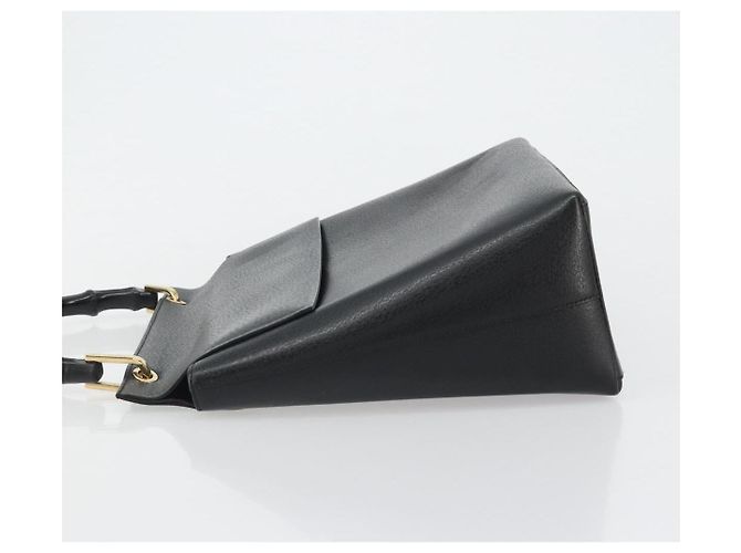 Bolsa de mão GUCCI Bamboo em couro preto e dourado 001 1118 1886 Auth 185153 - vista 4