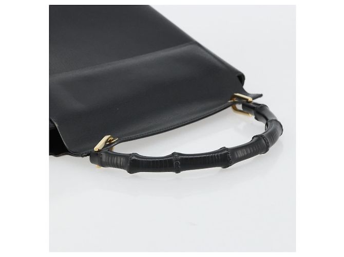 Bolsa de mão GUCCI Bamboo em couro preto e dourado 001 1118 1886 Auth 185153 - vista 7