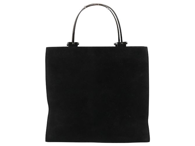 Borsa GUCCI Scamosciata Nera Argento 002 1025 Auth 184500 Nero - vista 13