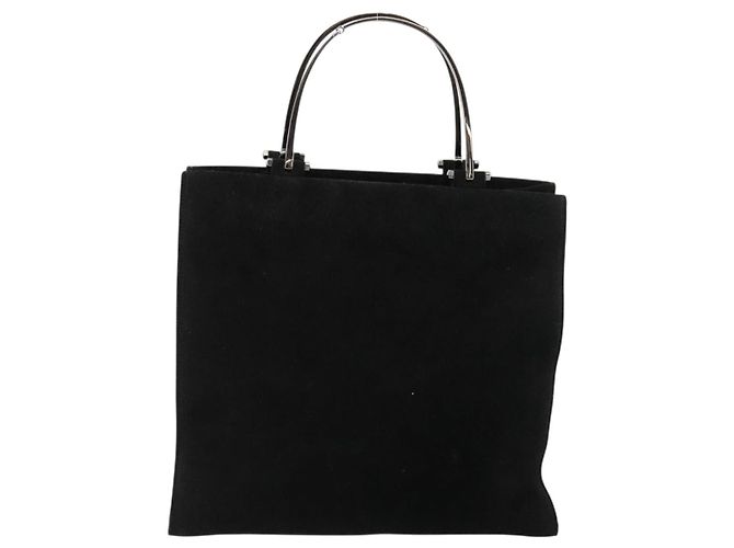 Borsa GUCCI Scamosciata Nera Argento 002 1025 Auth 184500 Nero - vista 2