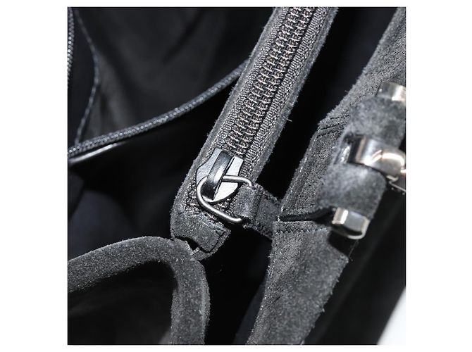 Borsa GUCCI Scamosciata Nera Argento 002 1025 Auth 184500 Nero - vista 22