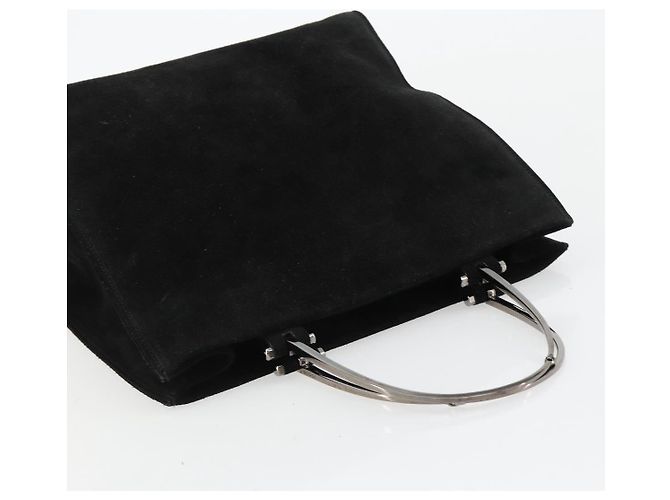 Borsa GUCCI Scamosciata Nera Argento 002 1025 Auth 184500 Nero - vista 6