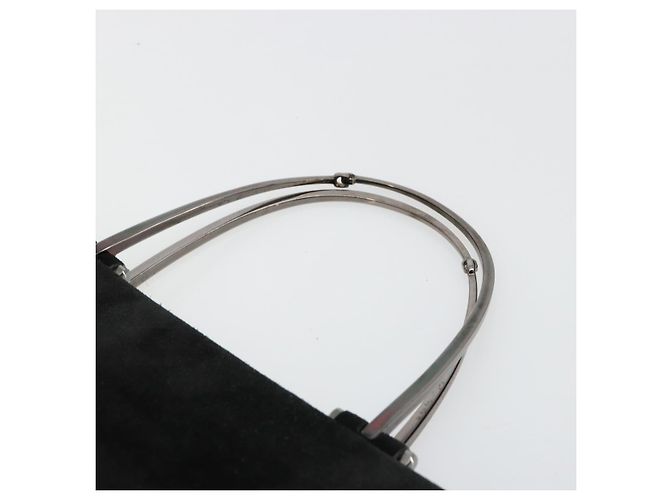 Borsa GUCCI Scamosciata Nera Argento 002 1025 Auth 184500 Nero - vista 8