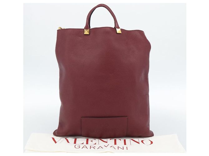 Borsa Tote VALENTINO in pelle 2way Bordeaux Oro Auth BA13367A D'oro Bordò - vista 12