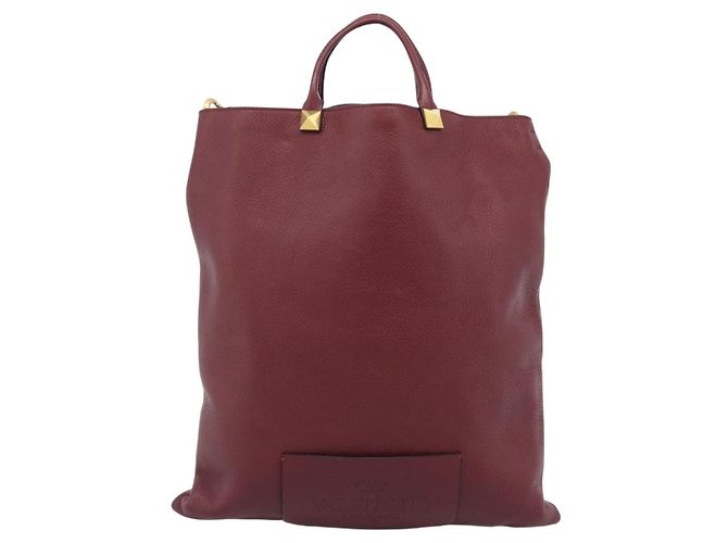 Borsa Tote VALENTINO in pelle 2way Bordeaux Oro Auth BA13367A D'oro Bordò - vista 13