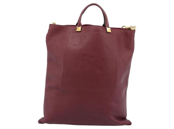 Borsa Tote VALENTINO in pelle 2way Bordeaux Oro Auth BA13367A D'oro Bordò - vista 2