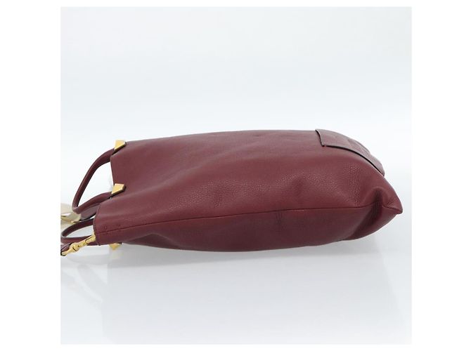 Borsa Tote VALENTINO in pelle 2way Bordeaux Oro Auth BA13367A D'oro Bordò - vista 3