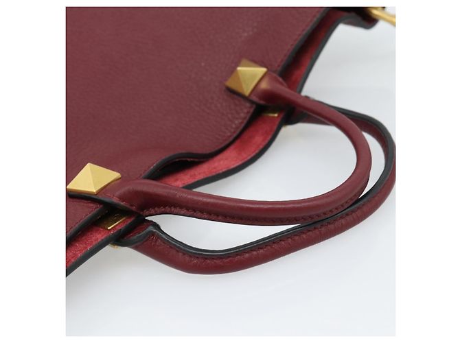 Borsa Tote VALENTINO in pelle 2way Bordeaux Oro Auth BA13367A D'oro Bordò - vista 7