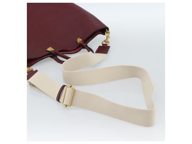 Borsa Tote VALENTINO in pelle 2way Bordeaux Oro Auth BA13367A D'oro Bordò - vista 9