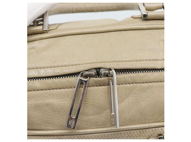 Borsa LOEWE Anagram in pelle beige argento Auth bs35492 - vista 17