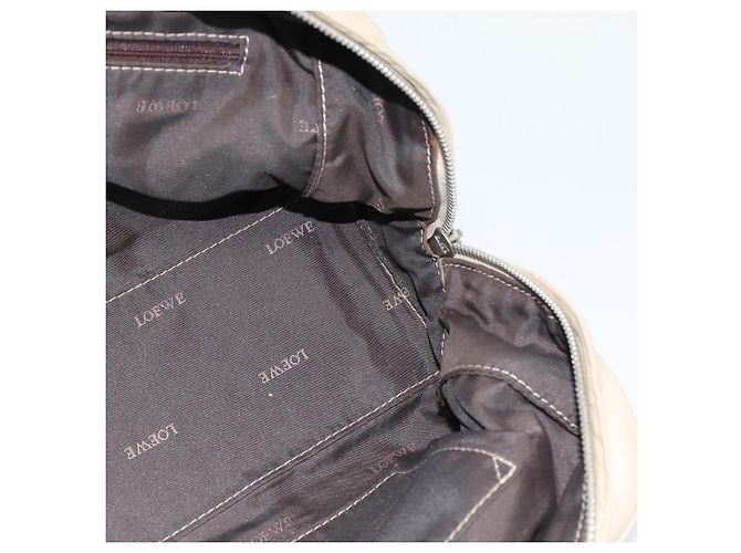 Borsa LOEWE Anagram in pelle beige argento Auth bs35492 - vista 19