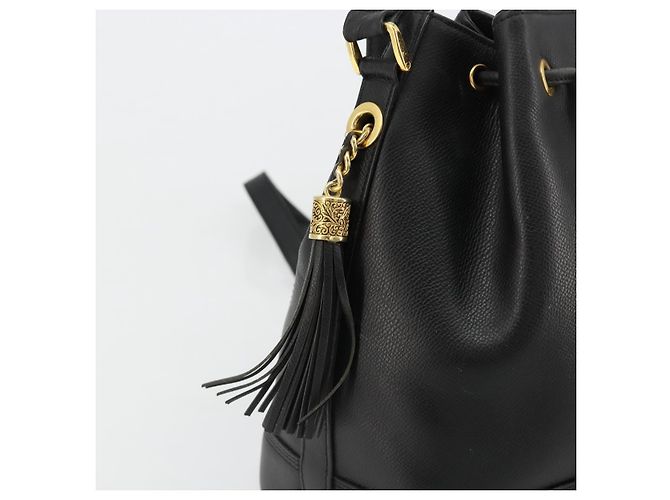 Borsa VALENTINO Borsa a tracolla in pelle nera e oro Auth 185143 Nero D'oro - vista 18