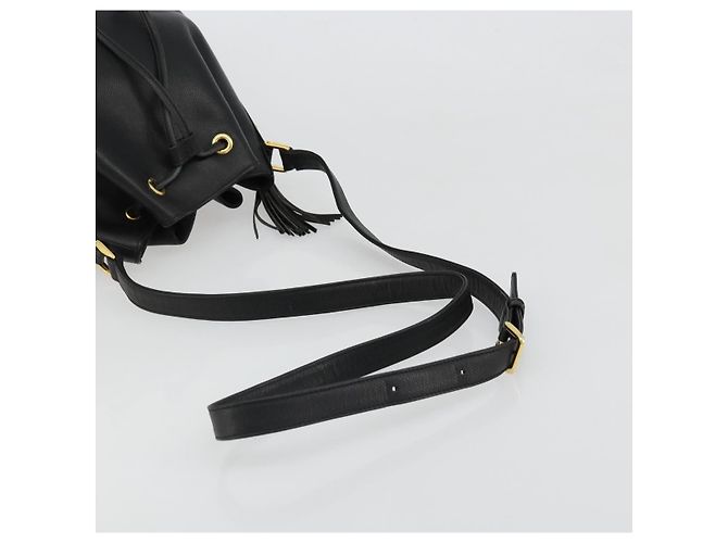 Borsa VALENTINO Borsa a tracolla in pelle nera e oro Auth 185143 Nero D'oro - vista 7