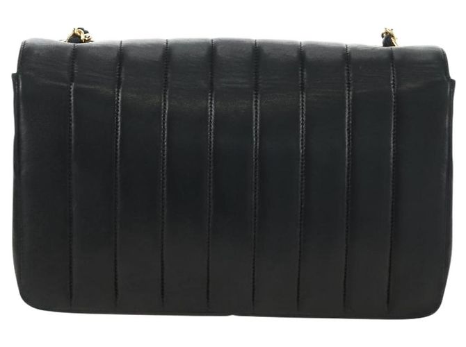 CHANEL Mademoiselle Chain Shoulder Bag Lamb Skin Black Gold CC Auth 185097SAM Nero D'oro - vista 2