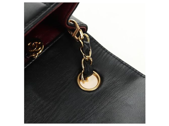 CHANEL Mademoiselle Chain Shoulder Bag Lamb Skin Black Gold CC Auth 185097SAM Nero D'oro - vista 21