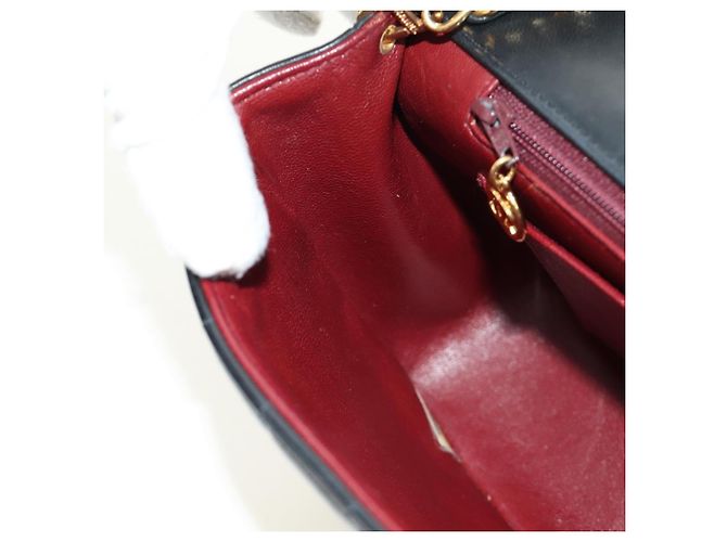 CHANEL Mademoiselle Chain Shoulder Bag Lamb Skin Black Gold CC Auth 185097SAM Nero D'oro - vista 24