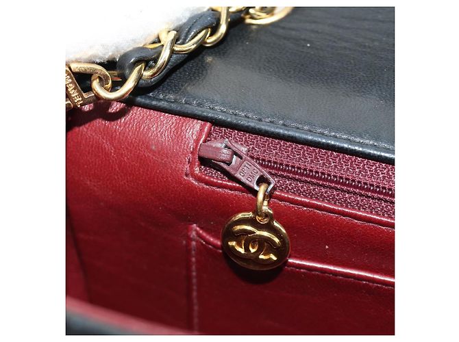 CHANEL Mademoiselle Chain Shoulder Bag Lamb Skin Black Gold CC Auth 185097SAM Nero D'oro - vista 25