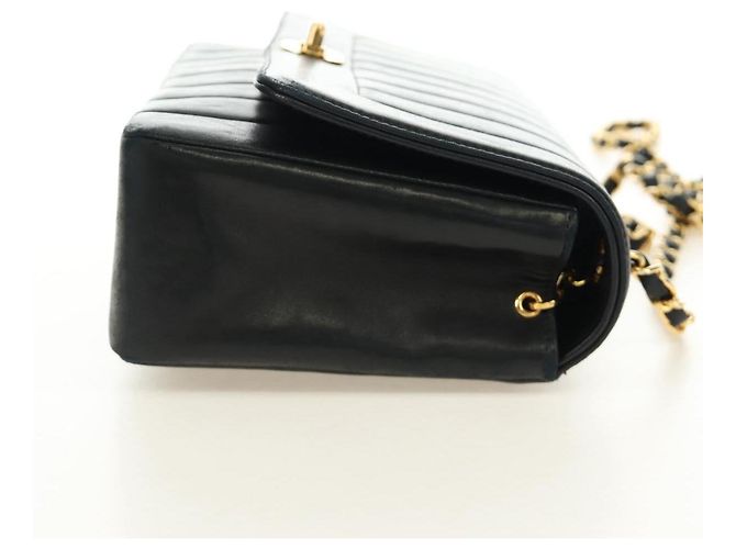 CHANEL Mademoiselle Chain Shoulder Bag Lamb Skin Black Gold CC Auth 185097SAM Nero D'oro - vista 4