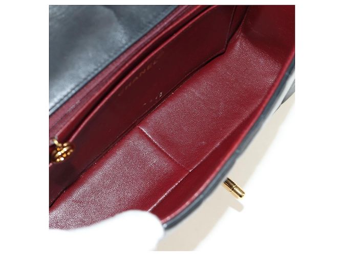 CHANEL Mademoiselle Chain Shoulder Bag Lamb Skin Black Gold CC Auth 185097SAM Nero D'oro - vista 9