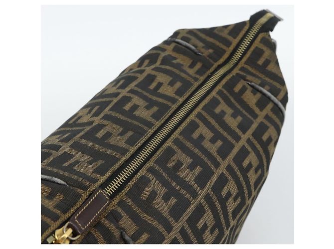 FENDI Zucca Canvas Vanity Hand Bag Black Brown Auth 184898 Marrone Nero - vista 10