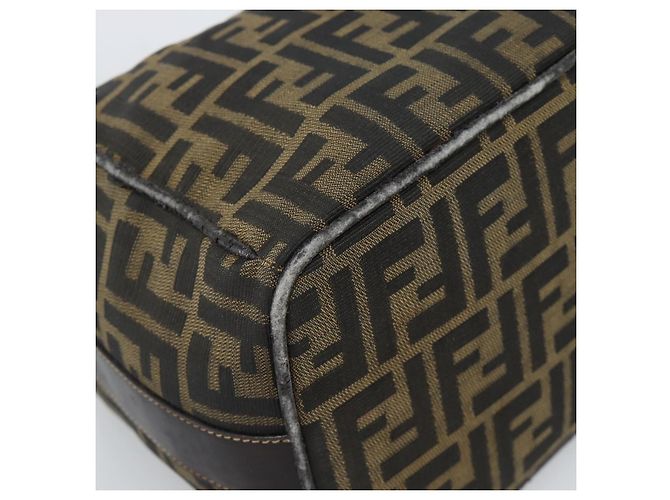 FENDI Zucca Canvas Vanity Hand Bag Black Brown Auth 184898 Marrone Nero - vista 14