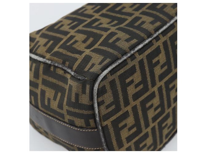 FENDI Zucca Canvas Vanity Hand Bag Black Brown Auth 184898 Marrone Nero - vista 16