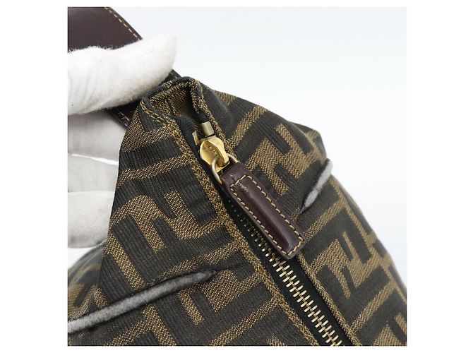 FENDI Zucca Canvas Vanity Hand Bag Black Brown Auth 184898 Marrone Nero - vista 17