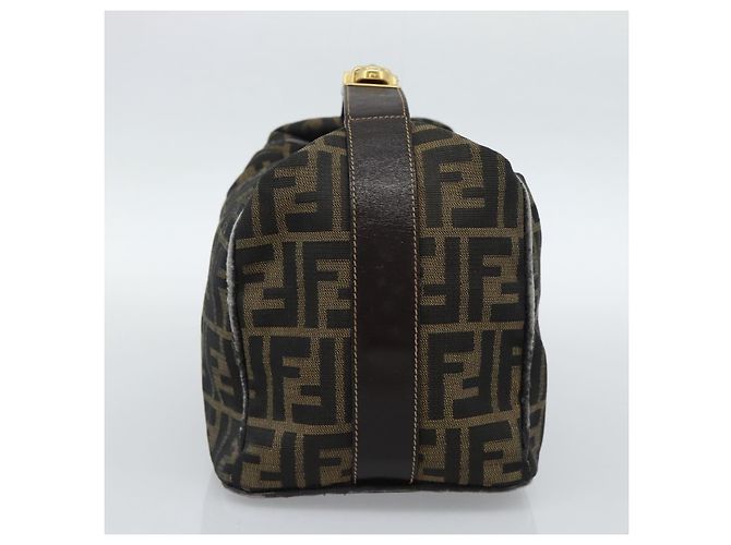 FENDI Zucca Canvas Vanity Hand Bag Black Brown Auth 184898 Marrone Nero - vista 3