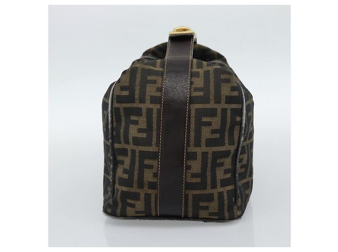 FENDI Zucca Canvas Vanity Hand Bag Black Brown Auth 184898 Marrone Nero - vista 4