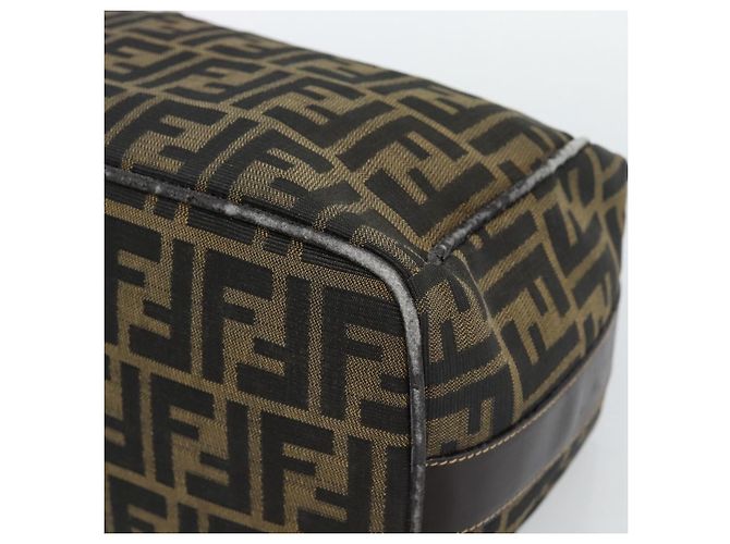 FENDI Zucca Canvas Vanity Hand Bag Black Brown Auth 184898 Marrone Nero - vista 8