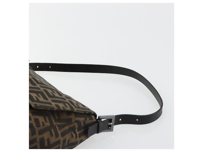 FENDI Zucca Canvas Mamma Baguette Shoulder Bag Black Brown Auth 184903SAM Marrone Nero - vista 14