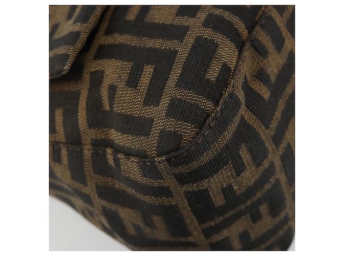 FENDI Zucca Canvas Mamma Baguette Shoulder Bag Black Brown Auth 184903SAM Marrone Nero - vista 16