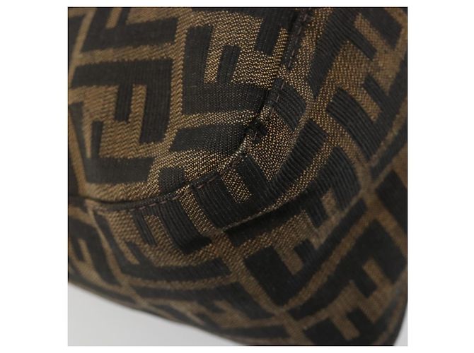 FENDI Zucca Canvas Mamma Baguette Shoulder Bag Black Brown Auth 184903SAM Marrone Nero - vista 18