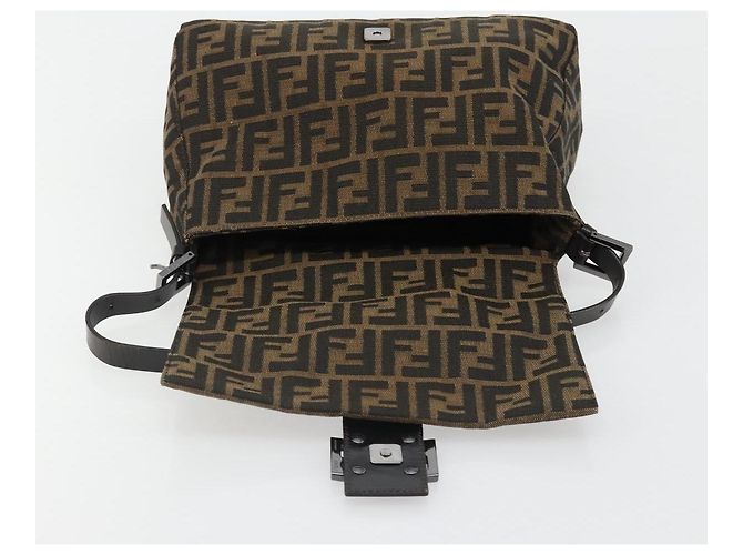 FENDI Zucca Canvas Mamma Baguette Shoulder Bag Black Brown Auth 184903SAM Marrone Nero - vista 20