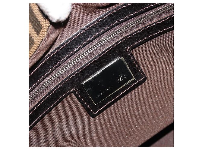 FENDI Zucca Canvas Mamma Baguette Shoulder Bag Black Brown Auth 184903SAM Marrone Nero - vista 21