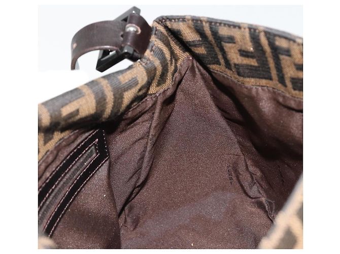 FENDI Zucca Canvas Mamma Baguette Shoulder Bag Black Brown Auth 184903SAM Marrone Nero - vista 22