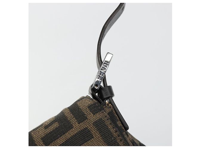 FENDI Zucca Canvas Mamma Baguette Shoulder Bag Black Brown Auth 184903SAM Marrone Nero - vista 8