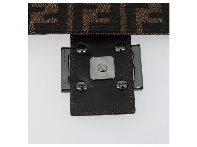 FENDI Zucca Canvas Mamma Baguette Shoulder Bag Black Brown Auth 184903SAM Marrone Nero - vista 9