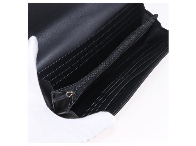 GUCCI Silvi Web Sherry Line Long Wallet Leather Black Red 476084 Auth am11867V Nero Rosso Verde - vista 10