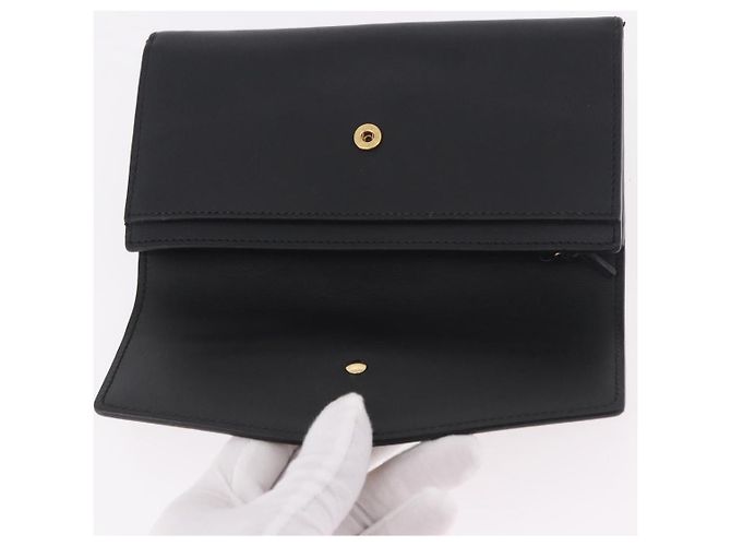 GUCCI Silvi Web Sherry Line Long Wallet Leather Black Red 476084 Auth am11867V Nero Rosso Verde - vista 9