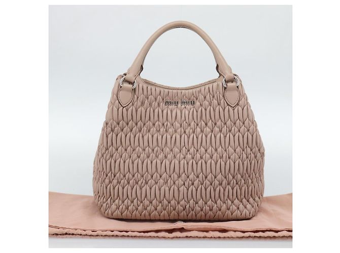 Borsa a Mano Miu Miu Matelasse in Pelle 2way Rosa Argento Auth 184822SAM - vista 12