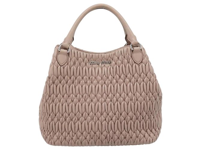 Borsa a Mano Miu Miu Matelasse in Pelle 2way Rosa Argento Auth 184822SAM - vista 13