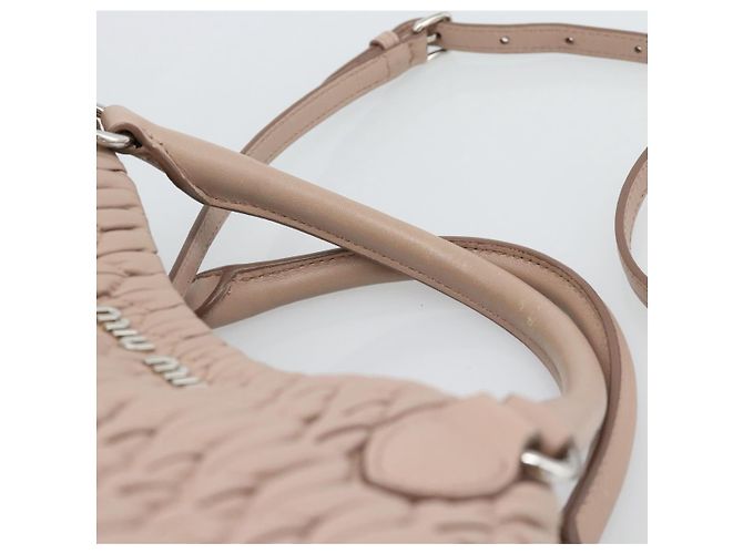 Borsa a Mano Miu Miu Matelasse in Pelle 2way Rosa Argento Auth 184822SAM - vista 14