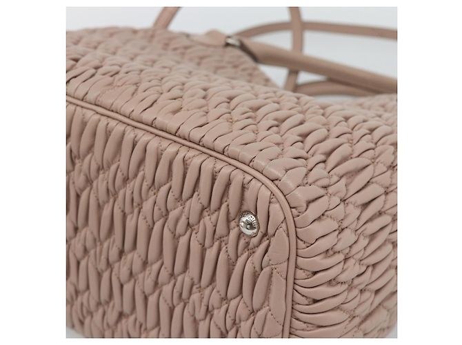 Borsa a Mano Miu Miu Matelasse in Pelle 2way Rosa Argento Auth 184822SAM - vista 17