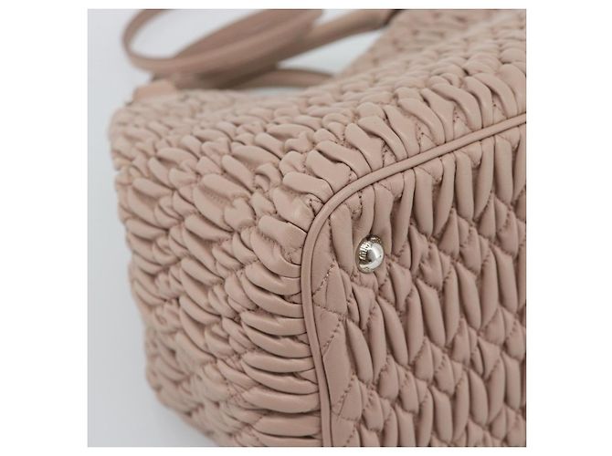 Borsa a Mano Miu Miu Matelasse in Pelle 2way Rosa Argento Auth 184822SAM - vista 18