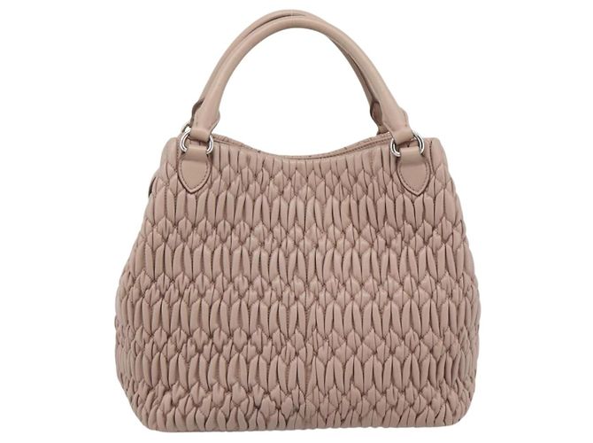 Borsa a Mano Miu Miu Matelasse in Pelle 2way Rosa Argento Auth 184822SAM - vista 2
